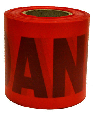 "Danger" Tape, Red, Waterproof, 300-Ft.